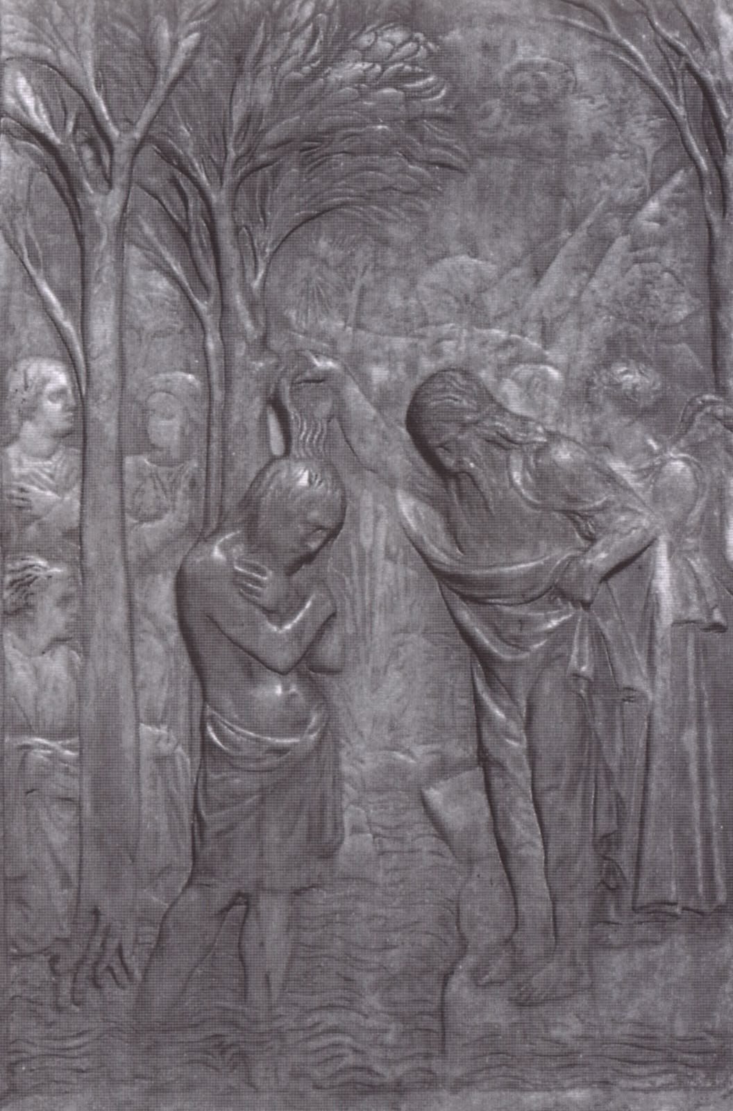 Bautismo de Cristo, relieve en bronce